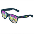 Teal Logo Lenses Custom Printed Lenses Retro Sunglasses - Full Color Arm Printed